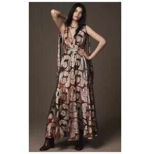 NWT Farm Rio Sleeveless V-Neck Jacquard Lurex A-Line Maxi Dress Size XL